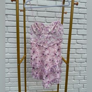 Lovers + Friends Pink Floral Lace Mini Slip Dress size M